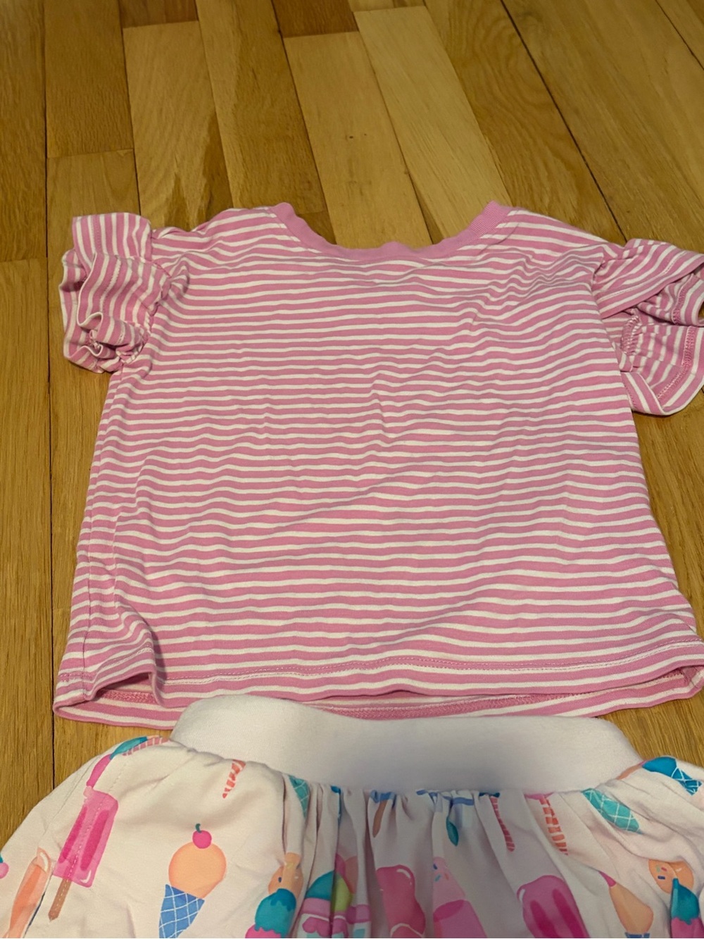 Little Sleepies Pink Striped Top and Ice Cream Print Skort Set - Picture 2 of 4